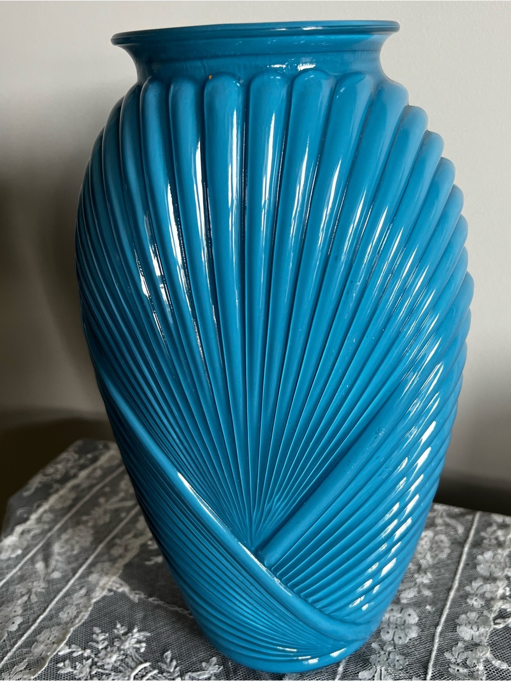 Vintage Anchor Hocking Art Deco Revival Ribbed Draped Vase